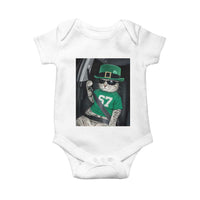 67 Cat St Patricks Day Baby Onesie Funny Cat Driver Leprechaun Meme