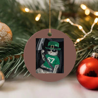 67 Cat St Patricks Day Ceramic Ornament Funny Cat Driver Leprechaun Meme