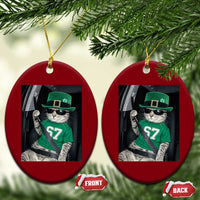 67 Cat St Patricks Day Ceramic Ornament Funny Cat Driver Leprechaun Meme