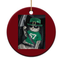 67 Cat St Patricks Day Ceramic Ornament Funny Cat Driver Leprechaun Meme