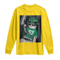 67 Cat St Patricks Day Long Sleeve Shirt Funny Cat Driver Leprechaun Meme