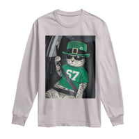 67 Cat St Patricks Day Long Sleeve Shirt Funny Cat Driver Leprechaun Meme