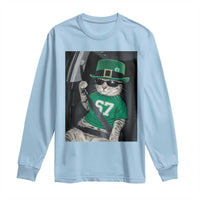 67 Cat St Patricks Day Long Sleeve Shirt Funny Cat Driver Leprechaun Meme