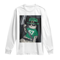 67 Cat St Patricks Day Long Sleeve Shirt Funny Cat Driver Leprechaun Meme