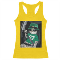 67 Cat St Patricks Day Racerback Tank Top Funny Cat Driver Leprechaun Meme