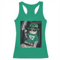 67 Cat St Patricks Day Racerback Tank Top Funny Cat Driver Leprechaun Meme