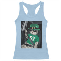 67 Cat St Patricks Day Racerback Tank Top Funny Cat Driver Leprechaun Meme