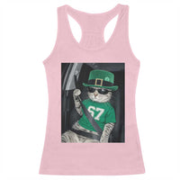 67 Cat St Patricks Day Racerback Tank Top Funny Cat Driver Leprechaun Meme