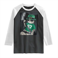 67 Cat St Patricks Day Raglan Shirt Funny Cat Driver Leprechaun Meme