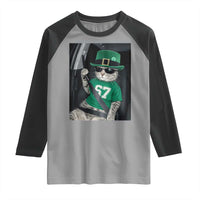 67 Cat St Patricks Day Raglan Shirt Funny Cat Driver Leprechaun Meme