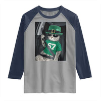 67 Cat St Patricks Day Raglan Shirt Funny Cat Driver Leprechaun Meme
