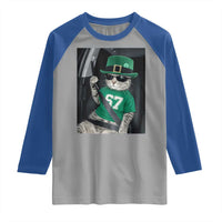 67 Cat St Patricks Day Raglan Shirt Funny Cat Driver Leprechaun Meme