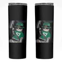 67 Cat St Patricks Day Skinny Tumbler Funny Cat Driver Leprechaun Meme