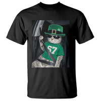 67 Cat St Patricks Day T Shirt Funny Cat Driver Leprechaun Meme