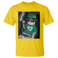 67 Cat St Patricks Day T Shirt Funny Cat Driver Leprechaun Meme