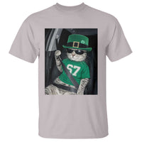 67 Cat St Patricks Day T Shirt Funny Cat Driver Leprechaun Meme