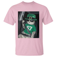 67 Cat St Patricks Day T Shirt Funny Cat Driver Leprechaun Meme
