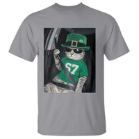 67 Cat St Patricks Day T Shirt Funny Cat Driver Leprechaun Meme