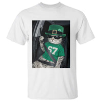 67 Cat St Patricks Day T Shirt Funny Cat Driver Leprechaun Meme
