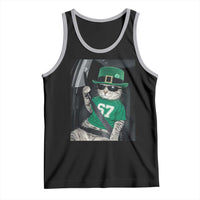 67 Cat St Patricks Day Tank Top Funny Cat Driver Leprechaun Meme