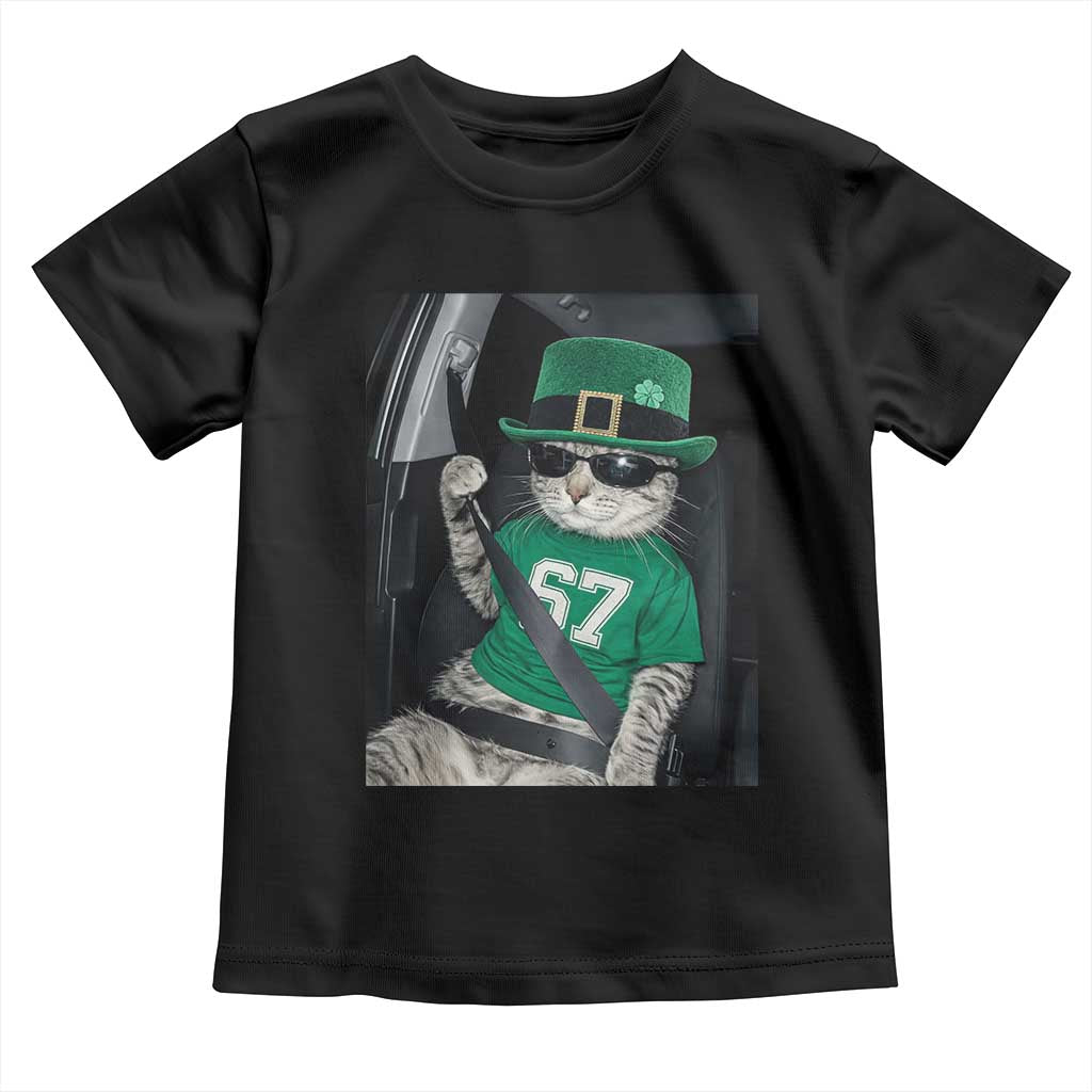 67 Cat St Patricks Day Toddler T Shirt Funny Cat Driver Leprechaun Meme