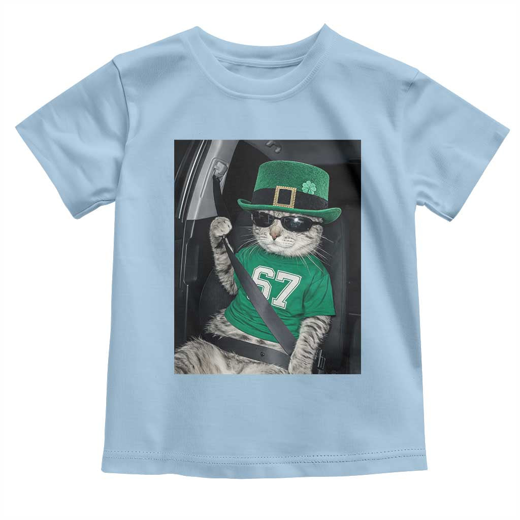 67 Cat St Patricks Day Toddler T Shirt Funny Cat Driver Leprechaun Meme