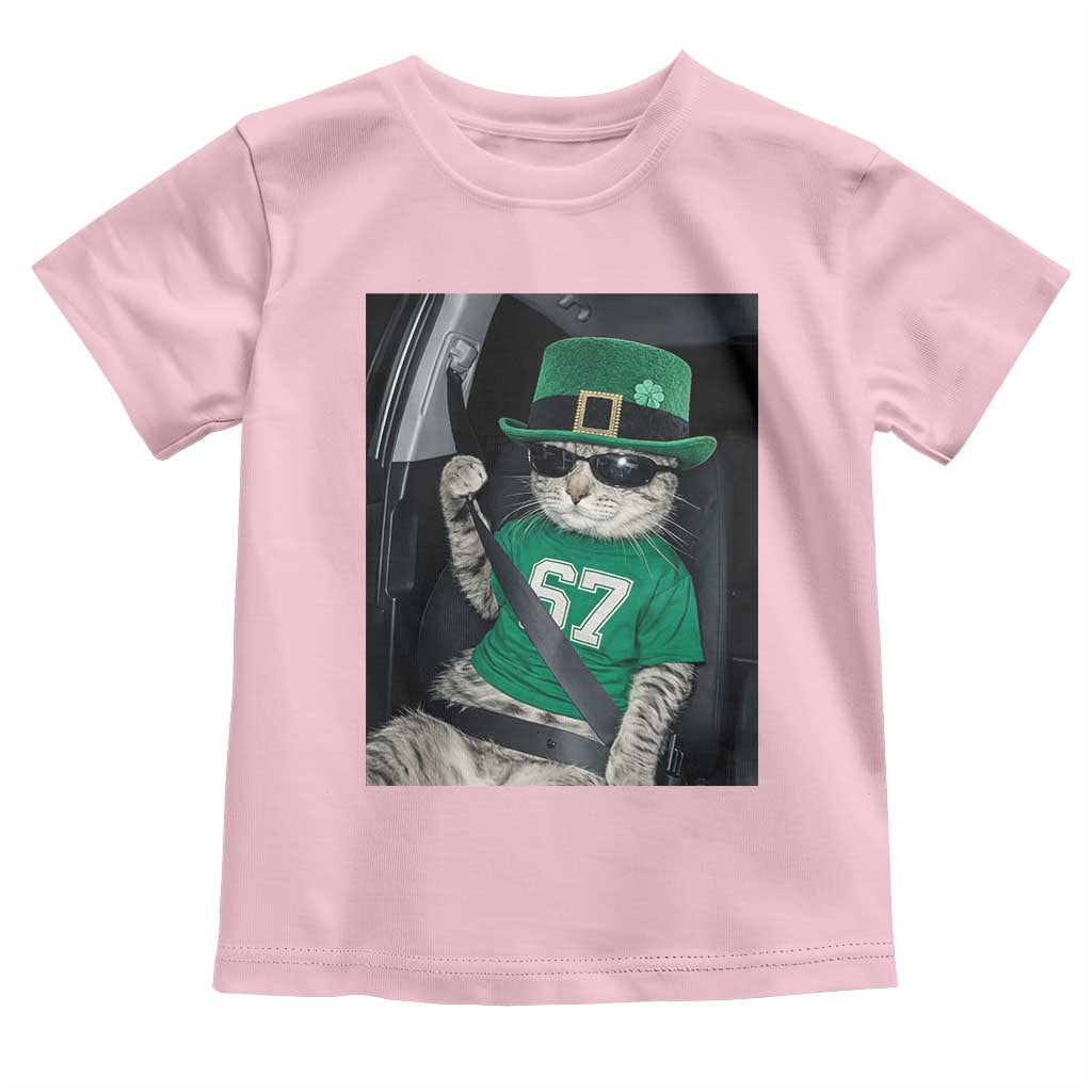 67 Cat St Patricks Day Toddler T Shirt Funny Cat Driver Leprechaun Meme