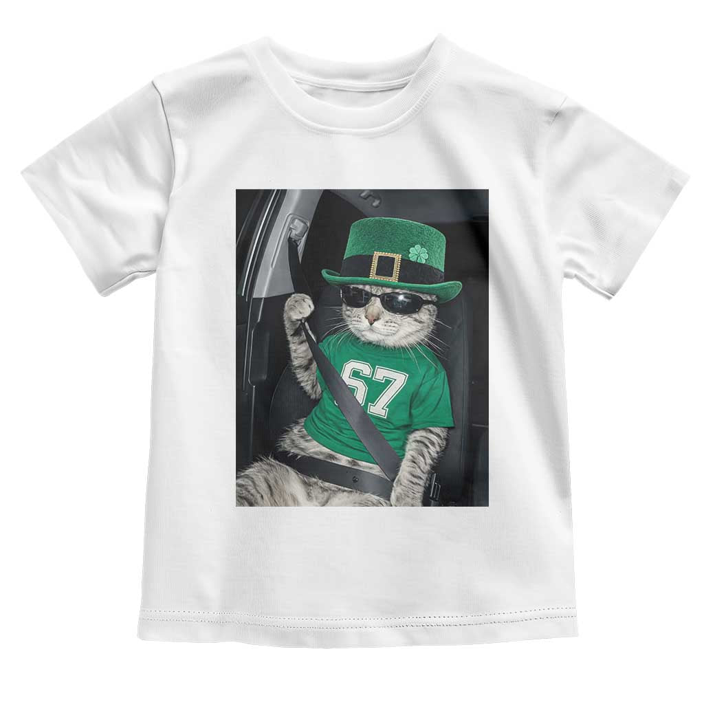 67 Cat St Patricks Day Toddler T Shirt Funny Cat Driver Leprechaun Meme