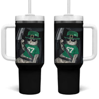 67 Cat St Patricks Day Tumbler With Handle Funny Cat Driver Leprechaun Meme
