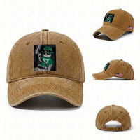67 Cat St Patricks Day Washed Cotton Baseball Cap Funny Cat Driver Leprechaun Meme