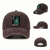 67 Cat St Patricks Day Washed Cotton Baseball Cap Funny Cat Driver Leprechaun Meme