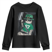 67 Cat St Patricks Day Youth Sweatshirt Funny Cat Driver Leprechaun Meme