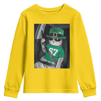 67 Cat St Patricks Day Youth Sweatshirt Funny Cat Driver Leprechaun Meme