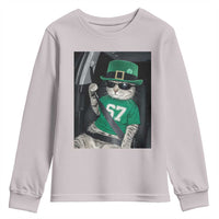 67 Cat St Patricks Day Youth Sweatshirt Funny Cat Driver Leprechaun Meme