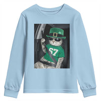 67 Cat St Patricks Day Youth Sweatshirt Funny Cat Driver Leprechaun Meme