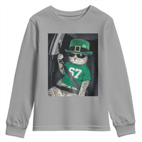 67 Cat St Patricks Day Youth Sweatshirt Funny Cat Driver Leprechaun Meme
