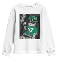 67 Cat St Patricks Day Youth Sweatshirt Funny Cat Driver Leprechaun Meme