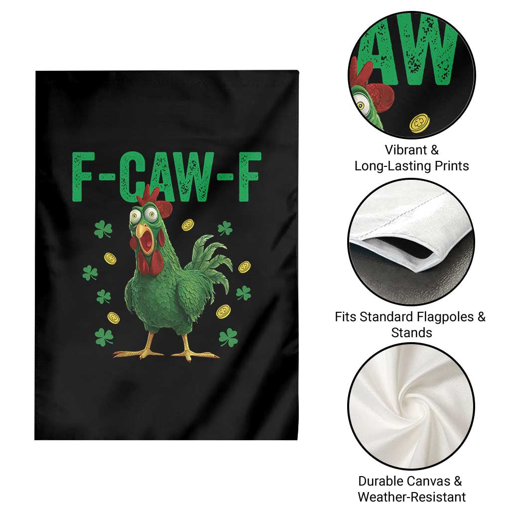 Funny St Patrick Day Garden Flag F-Caw-F Lucky Chicken Meme