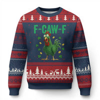 Funny St Patrick Day Ugly Christmas Sweater F-Caw-F Lucky Chicken Meme