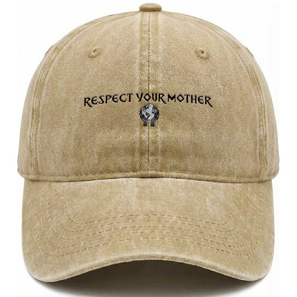 Respect Your Mother Washed Cotton Baseball Cap Funny Sarcastic Earth Day