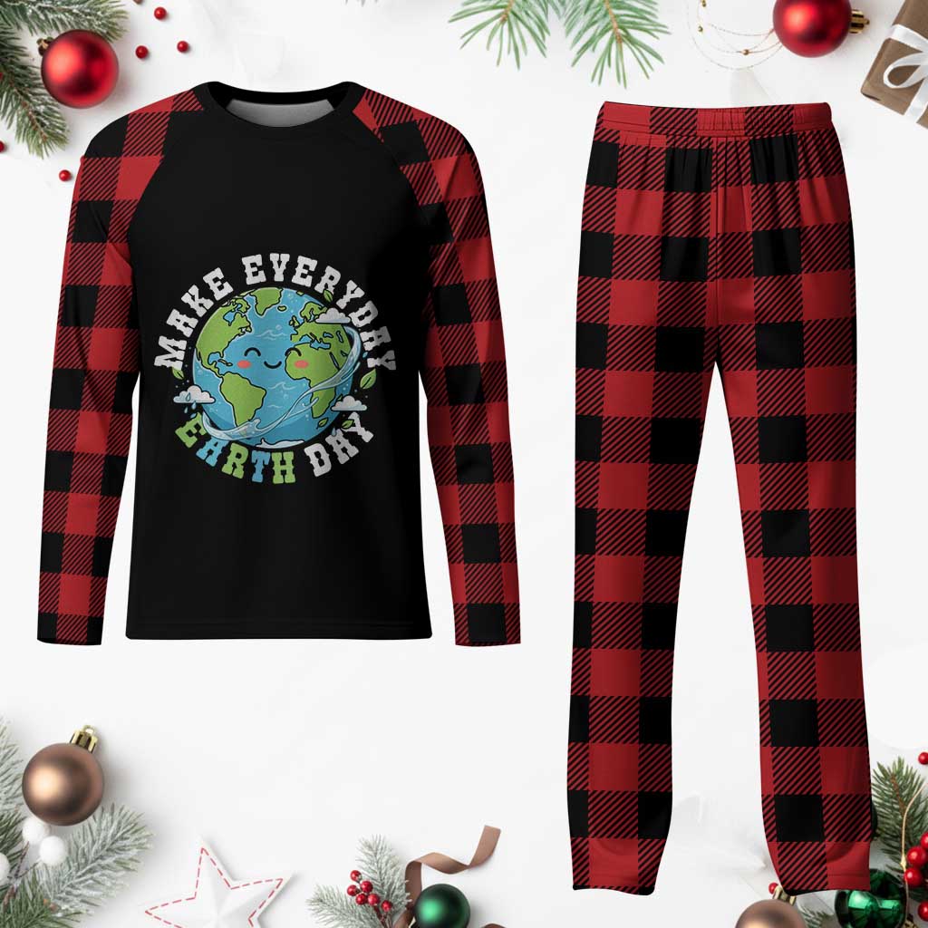 Funny Make Earth Day Every Day Plaid Pajama Set Cute Environmental Awareness Earth Day