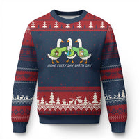 Funny Earth Day Ugly Christmas Sweater Silly Goose Make Earth Day Every Day