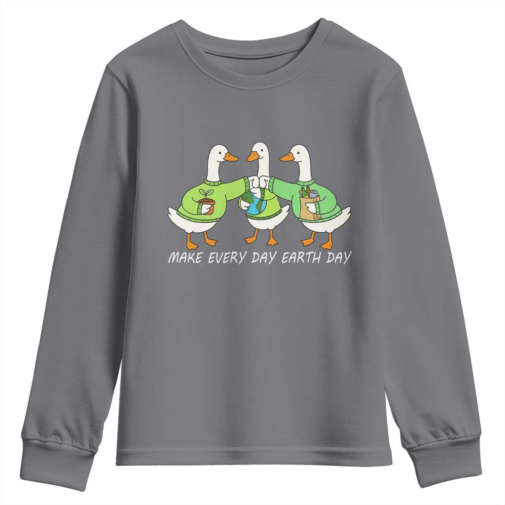 Funny Earth Day Youth Sweatshirt Silly Goose Make Earth Day Every Day