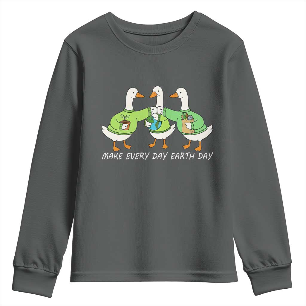 Funny Earth Day Youth Sweatshirt Silly Goose Make Earth Day Every Day