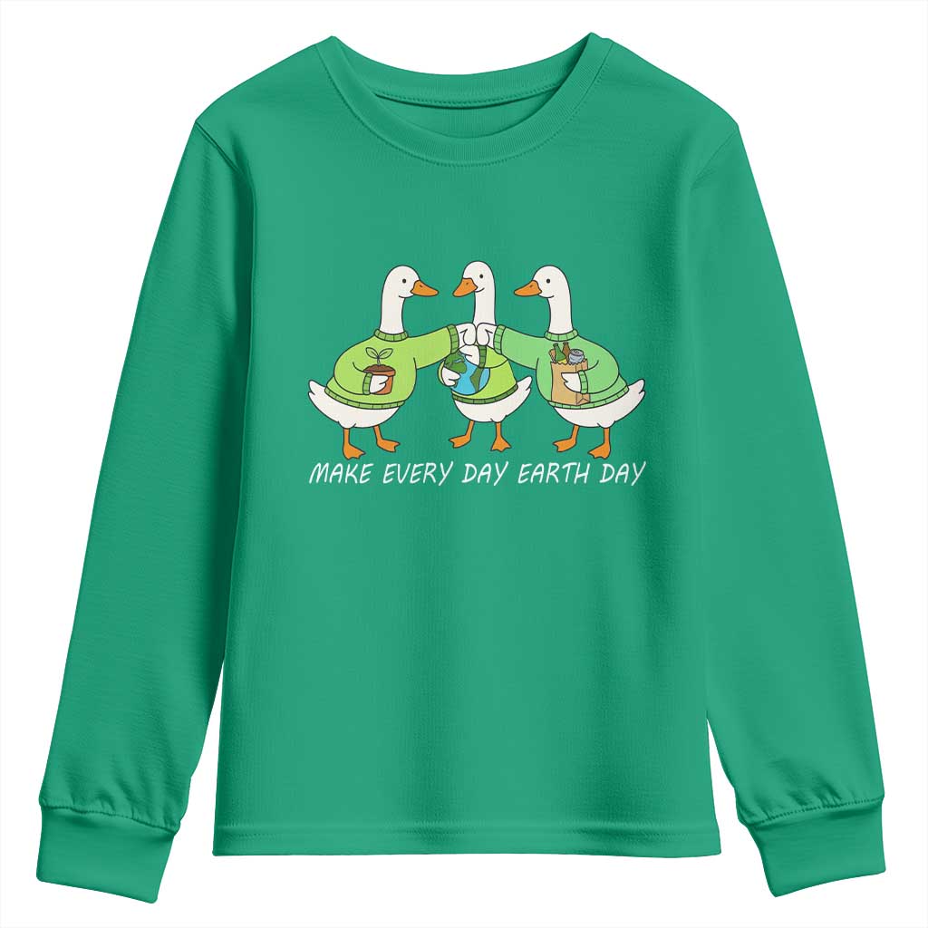 Funny Earth Day Youth Sweatshirt Silly Goose Make Earth Day Every Day