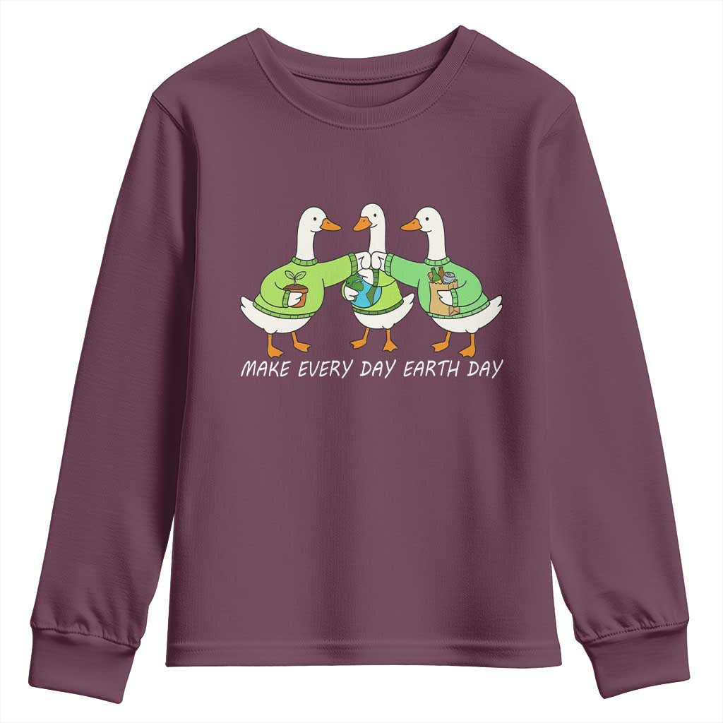 Funny Earth Day Youth Sweatshirt Silly Goose Make Earth Day Every Day