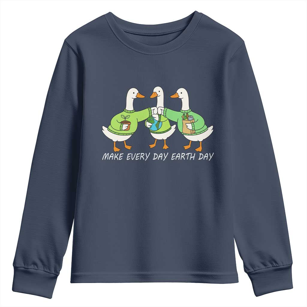 Funny Earth Day Youth Sweatshirt Silly Goose Make Earth Day Every Day