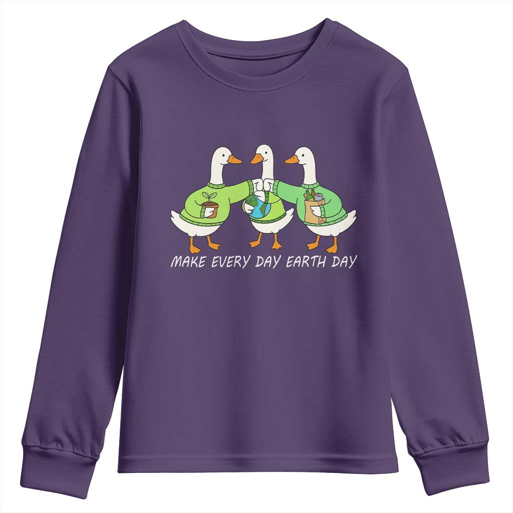 Funny Earth Day Youth Sweatshirt Silly Goose Make Earth Day Every Day