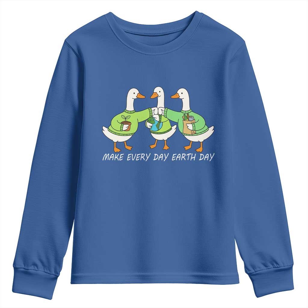 Funny Earth Day Youth Sweatshirt Silly Goose Make Earth Day Every Day