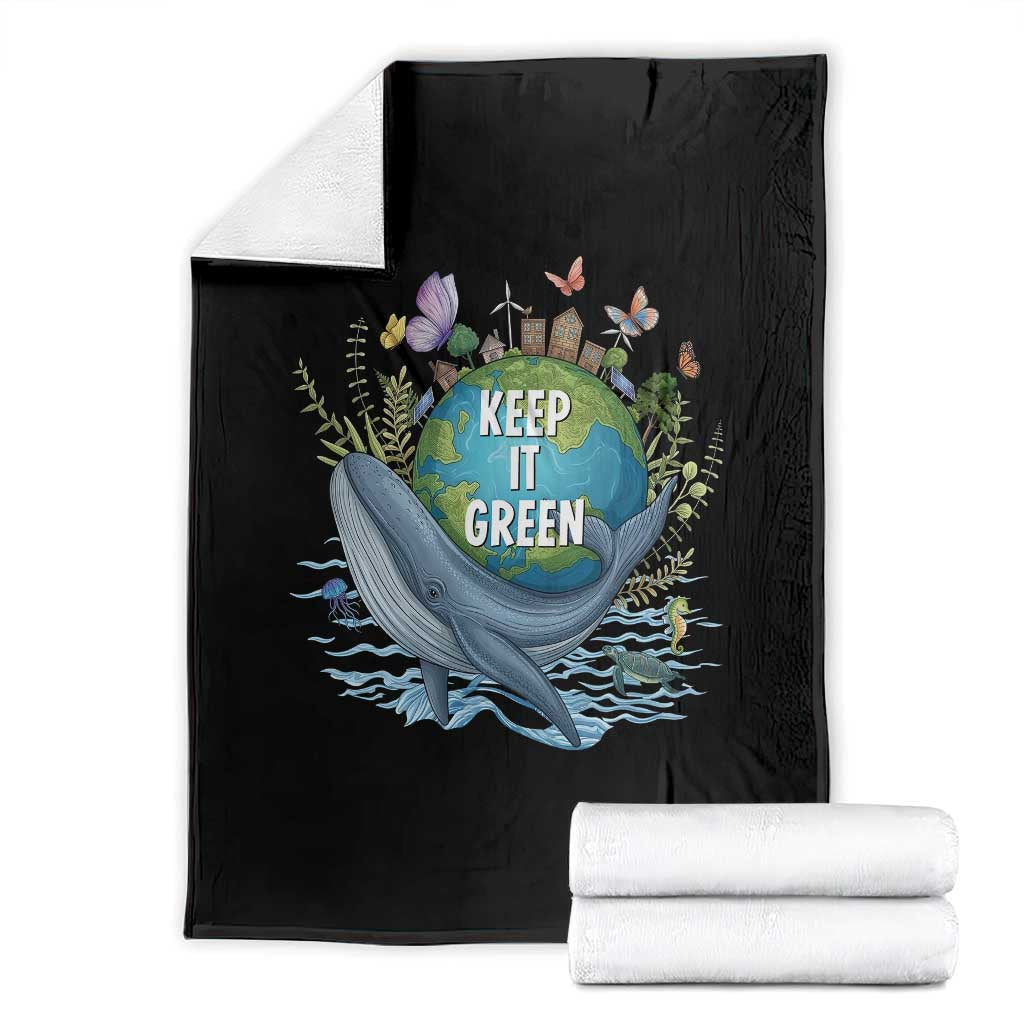 Keep It Green Earth Day Throw Blanket Eco-Friendly Nature Environmental Awareness